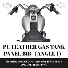 PU Leather Gas Tank Panel Bib for Harley Softail FLSTF 2000-2017, For Black