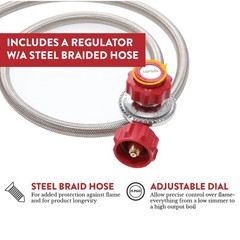 Gas One Propane Single Burner Camp Stove High Temp Red Qcc Steel Braided