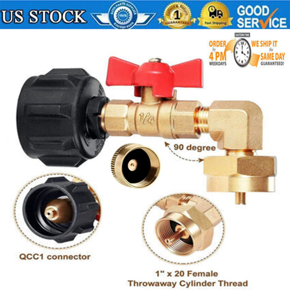 Propane Refill Adapter / Hose with ON-Off Control Valve for 1Lb To 20Lb Gas Tank