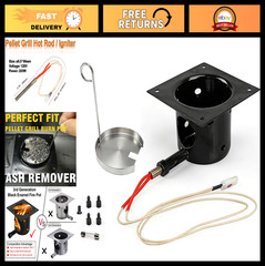 Heavy Black Enamel Fire Pot & Hot Rod Ignitor Kit for Pellet Grills – Replacemen