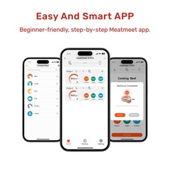 Meatmeet Wireless Meat Thermometer Digital with Dual Wi-Fi & Bluetooth, Red