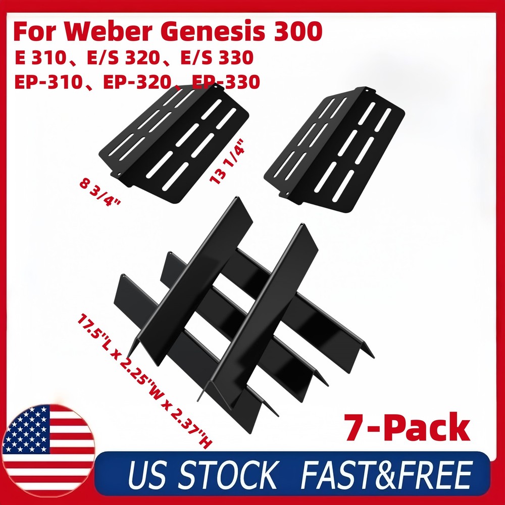 7-Pack Weber Genesis 300 Grill Parts Flavorizer Bars Heat Deflectors 7620 7622