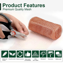 5 Inch X 150 Ft Copper Mesh Roll for Rodent Control – Rustproof Wire Gap Filler