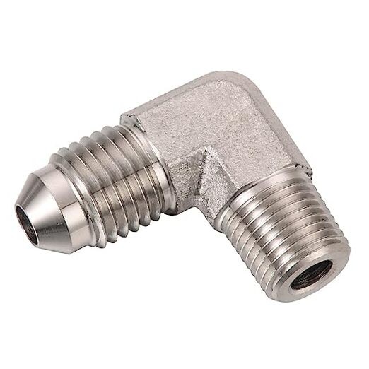 4AN Male Flare to 1/8 NPT Pipe Male Stainless Steel 4AN to 1/8 NPT 90 Degree