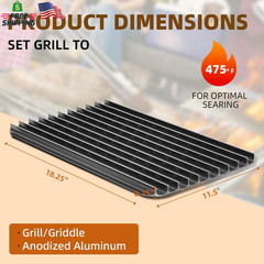 BAC772 18.25”X11.5” Sear Grate Grill Accessory, Reversible Grill Grate Compati
