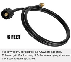 QCC Propane Adapter Hose LP Tank 1lb to 20lb Converter for Weber Q Gas Grill 6FT