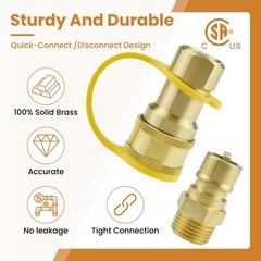 ZDRU 1/2 Inch Natural Gas Quick Connect Fittings with Male 0.84 inches, Gold