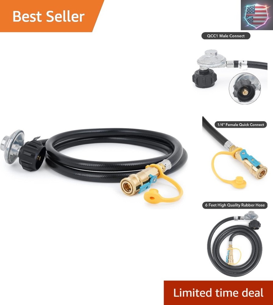 6 Feet Propane Regulator Hose – 1/4″ Female Quick Connect x Acme Nut for Olym..,