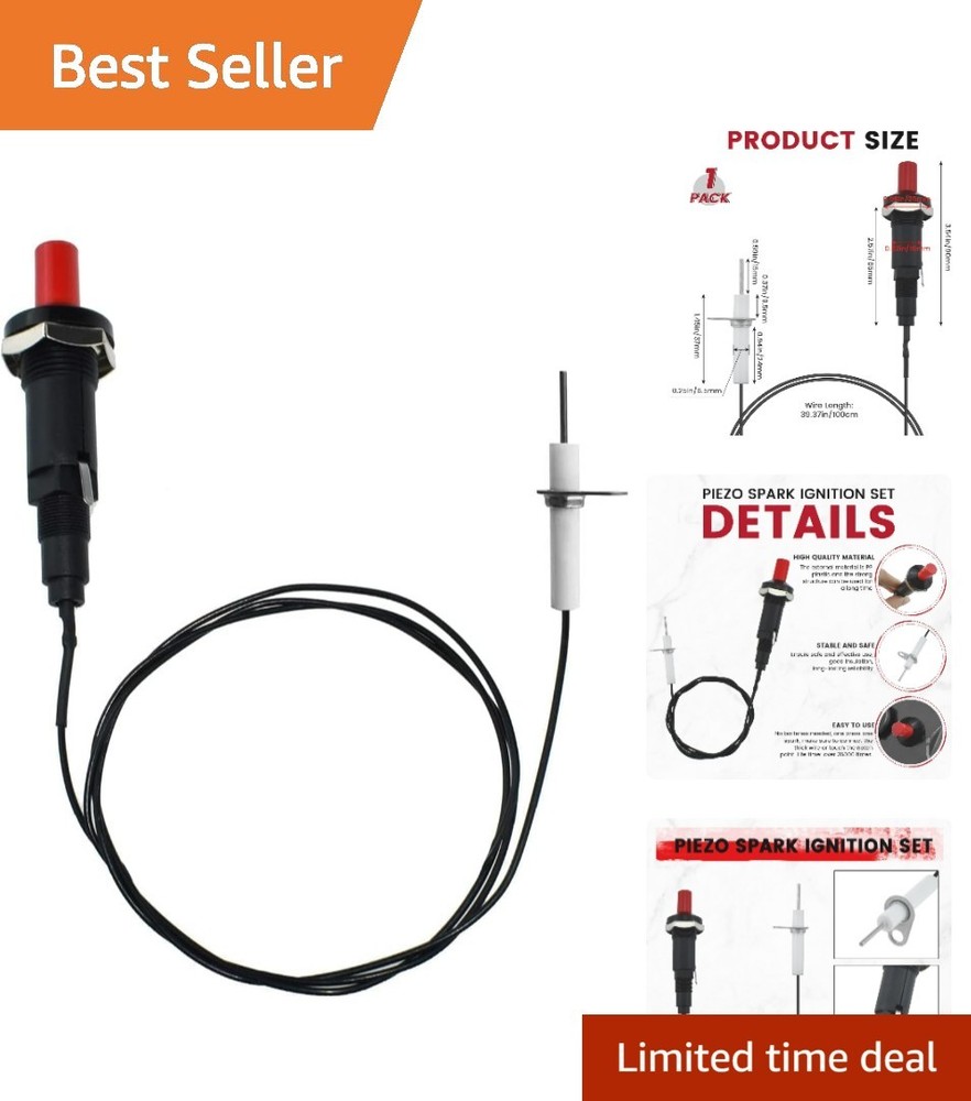 High Temp Piezo Spark Igniter Kit for Fireplace & Kitchen Use – 1 Pack