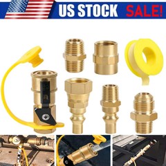 7Pcs RV Propane Quick Connect Fittings Adapter Valve Kit 3/8” Flare X 1/4” NP