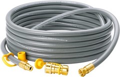 Weather-Resistant 25ft 3/8″ Natural Gas Grill Hose with Easy Connect Fittings