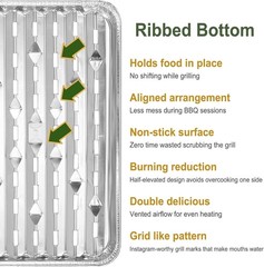 20-Pack 13″ × 8.6″ Food-Grade Aluminum Foil Disposable BBQ Grill Trays – Perfora