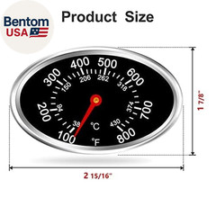 Black Grill Lid Thermometer Heat Indicator Replacement for Grill Master Nexgrill