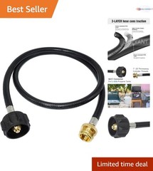Propane Adapter Hose Brass Rubber 4ft Conversion for 1lb to 20lb Tanks