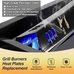 Grill Replacement Parts for Outdoor Gourmet 4 Burner 15″ Heat Plates and Burner
