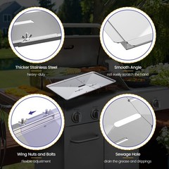 Geesta Grill Grease Tray Set, Stainless Steel Replacement 24-27inch