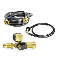 Stanbroil Propane Brass Tee Adapter Kit 4-Port 5-Feet And 12-Feet Hose For