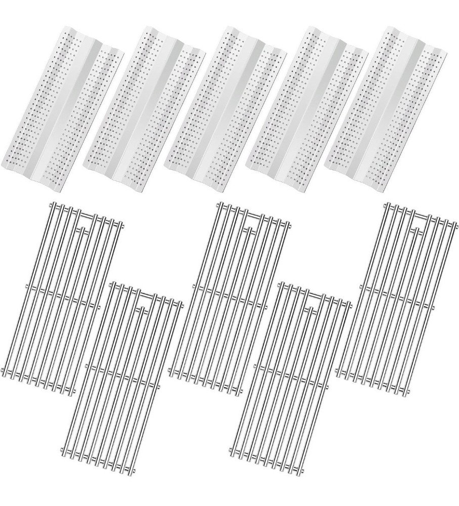 5pc Stainless Steel 9MM Cooking Grates w/5pc Flame Tamer plates for Blaze Grill