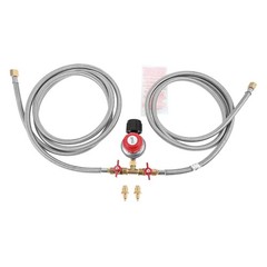 2 Way 0-20 PSI Adjustable Propane Regulator with 8ft Hose/Orifice Fitting Set