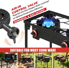 Parrilla de Gas 2 Quemadores Propano para Camping y Barbacoa Exterior, Nuevo