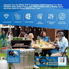 Natural Gas to Propane Conversion Kit for Weber Genesis & Spirit Grills, 5FT Hos