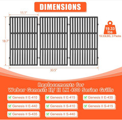 Grill Grates for Weber Genesis 2 E-410/E-415/E-435, Grill Parts for Weber