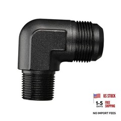 16AN Male Flare to 3/4″ NPT Pipe 90 Degree Fitting Adapter Aluminum Black