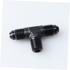 -4 AN Male Flare to 1/8″ NPT on Side 2 x 4AN to 1/8 NPT Flare Branch Tee black