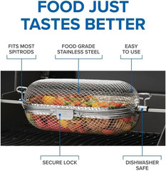 Napoleon Rotisserie Grill Basket – Stainless Steel, Fits Standard Spit Rods, Bes