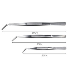 Long Stainless Steel Tweezers 2 Pcs 20 25 30cm for Kitchen and BBQ Use