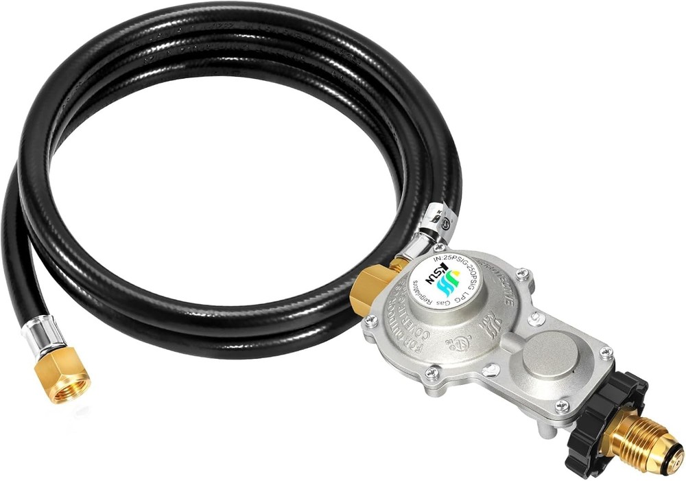 GGC 5FT Two Stage Propane Regulator with Hose, Dual Stage Propane Hose with Leak
