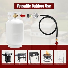 3.5FT Blackstone 28″/36″ Weber Propane Regulator Hose with Gauge CSA Certified