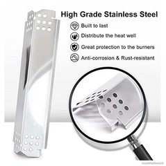 Stainless Steel Grill Heat Plate 2 Pack 14 9/16 Inch Flame Tamer for 2 Burner