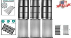 3-Pack Cast Iron & Stainless Steel Grates/Emerger Plates for Charbroil 4 Burners