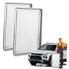 2Pcs Stainless Steel Oil Drain Drip Pan for Under Car, 35.4 x 24 x 1.9” Metal