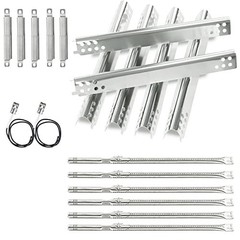 6 Burner Grill Burners Heat Plates Crossover Tubes Stainless Steel Replacement