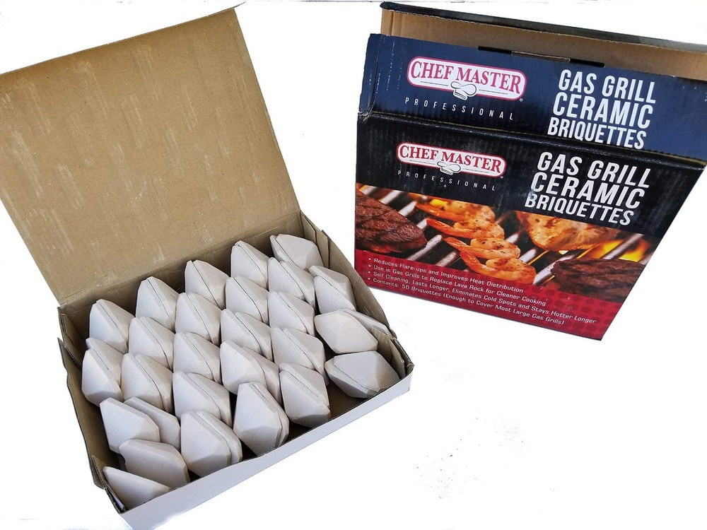 Ceramic Briquettes for Gas Grill – 50 Pack, Replace Lava Rocks, Self-Cleaning BB