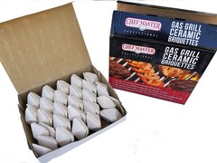 Ceramic Briquettes for Gas Grill – 50 Pack, Replace Lava Rocks, Self-Cleaning BB