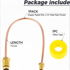 Propane Regulator Copper Pigtail POL x 1/4″NPT Male Pipe Thread 1/4″ Tubing