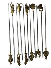 VTG 16 Shish Kebab: 11 Stainless Steel SkewersBrass Handles Turkey 5 Makers Mark