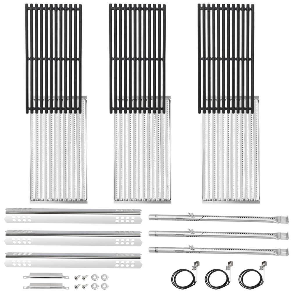 Emitter Plates+Grates+Heat Plates Kit, 3-Burner Complete Accessory Set