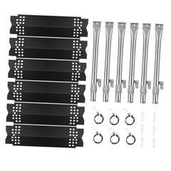 Set of 6 Grill Heat Plates and 6 Burner Tubes with Igniter Porcelain 6-PACK
