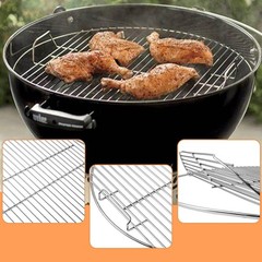 Heavy Duty Plated Steel Hinged Cooking Grate and Lower Grate, Charcoal Grate for