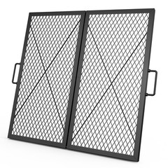 Foldable X‑Marks Heavy‑Duty Steel Square Fire Pit Grate, 30‑Inch