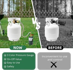 Propane Adapter for 1 lb. Tanks with Tank Gauge & Control Valve, 3 FT Propane..,