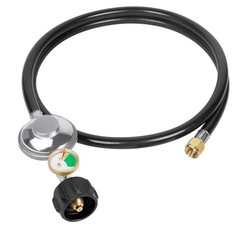 Universal 3.5ft Gas Grill Regulator & Hose with Gauge for Patio Heater & BBQ Gri