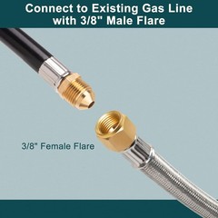 6FT Propane Hose 3/8″ Female Flare Stainless Braided for Gas Grill RV