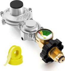 Two Stage Propane Regulator with Gauge, RV Gas Regulator with POL Inlet X 3/8″ F