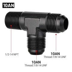 10AN Tee Male Flare to 1/2 NPT on Run T Fitting Adapter 10AN to 1/2 NPT