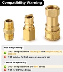 Low Pressure Natural Quick Connect Brass Disconnect Kit Secure NPT Thread